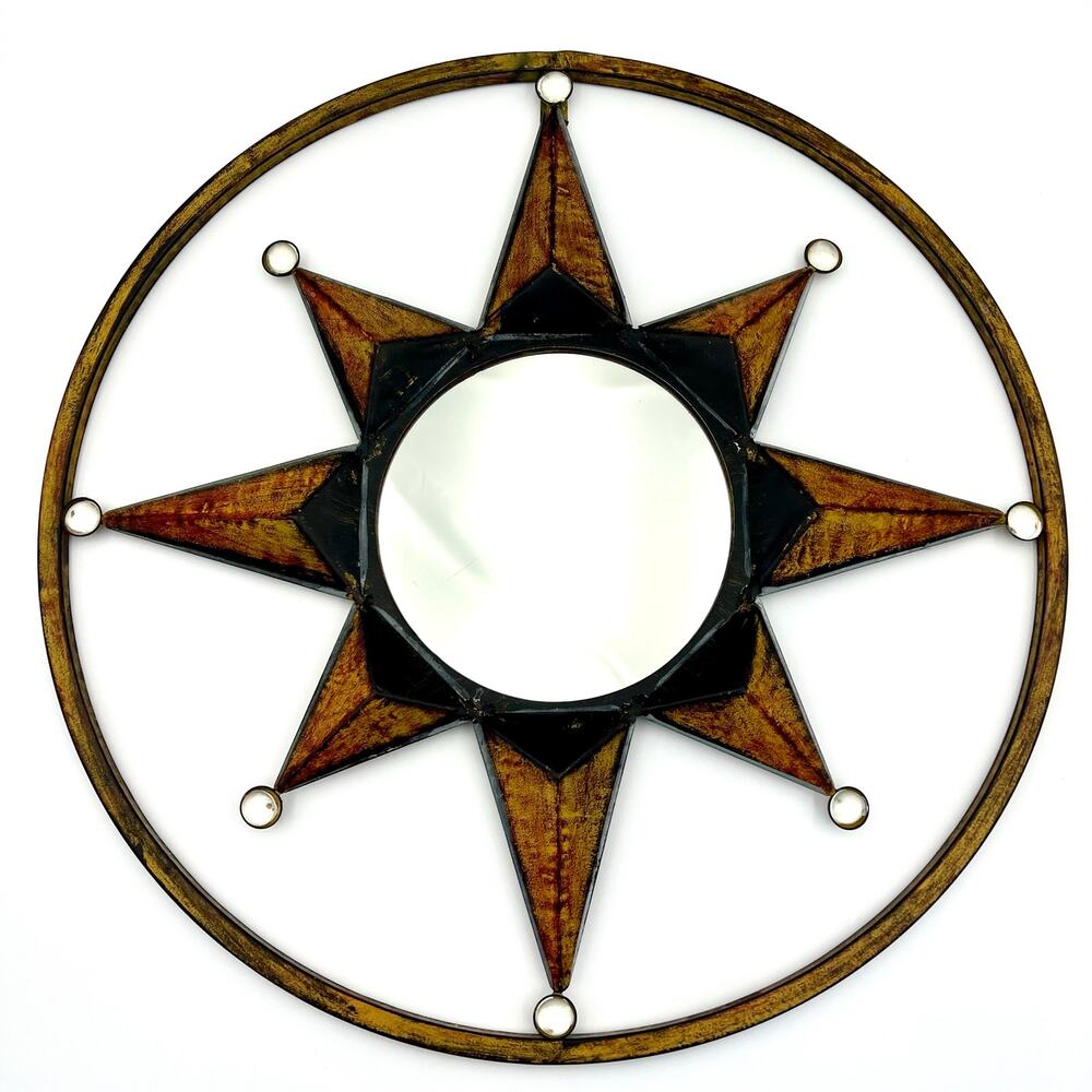 Metal Sunburst Starburst Mirror 22" Mid Century Modern Atomic Celestial Wall Art
